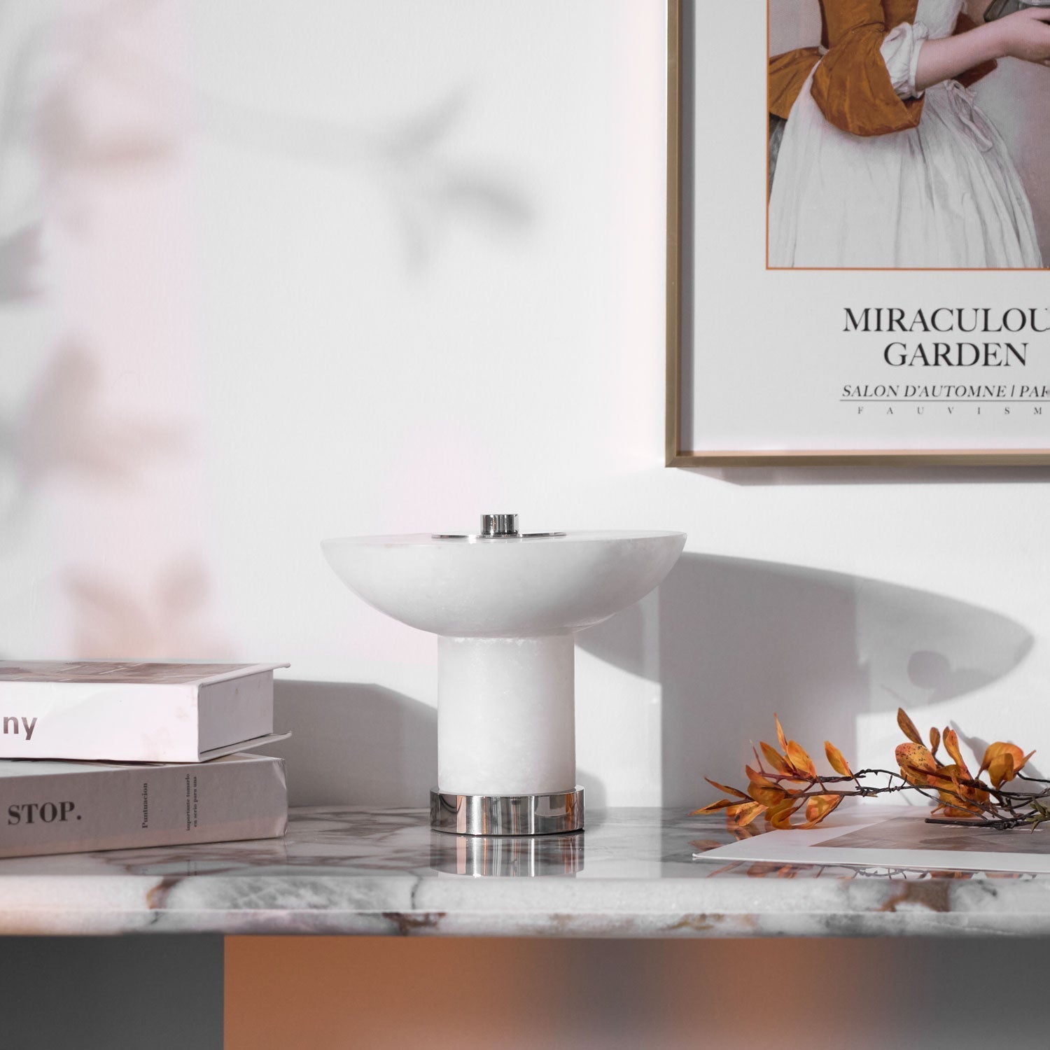 Lampe de table Aesmoze en albâtre