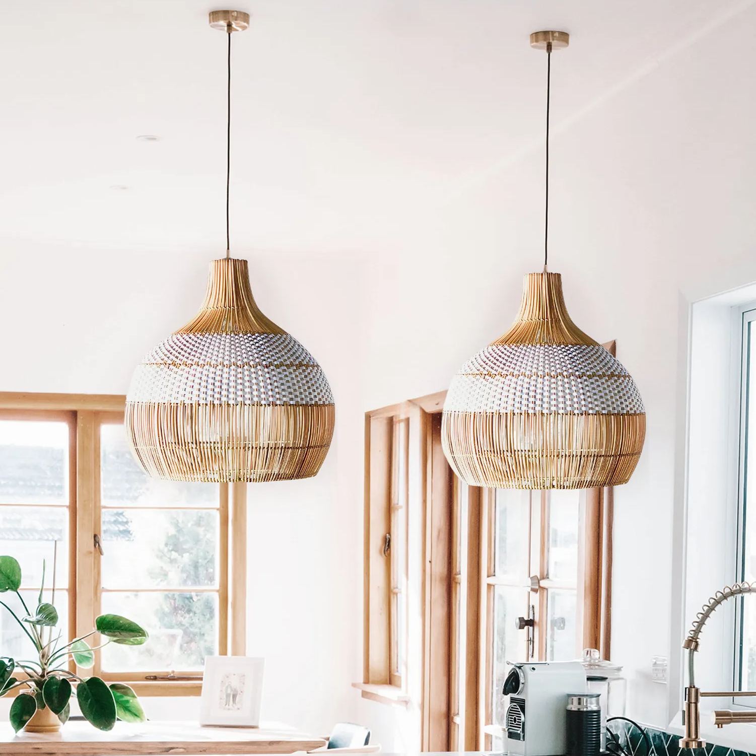 Lampe à suspension bohème tissée Avelina